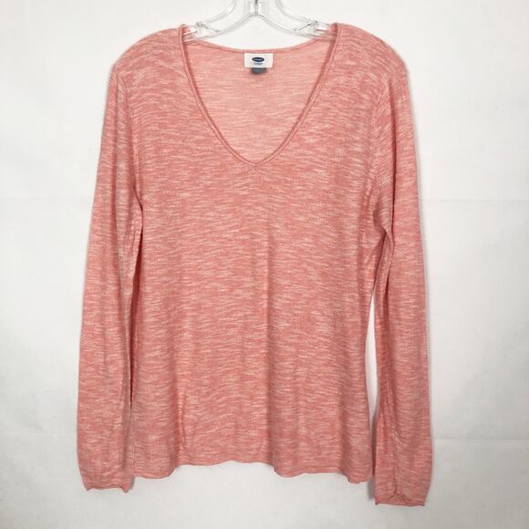 Old Navy Tops - Old Navy Marled Long Sleeve V-Neck Orange Top Size L